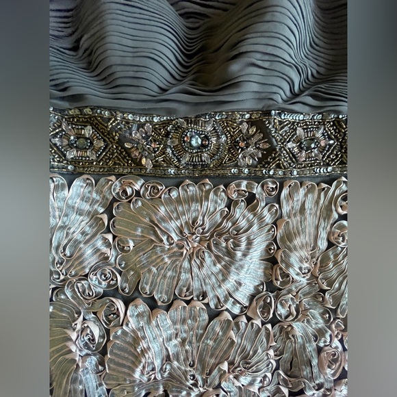 Sue Wong Nocturne Strapless Beaded Cocktail Dress Pewter Silver Size 2 - Picture 2 of 12